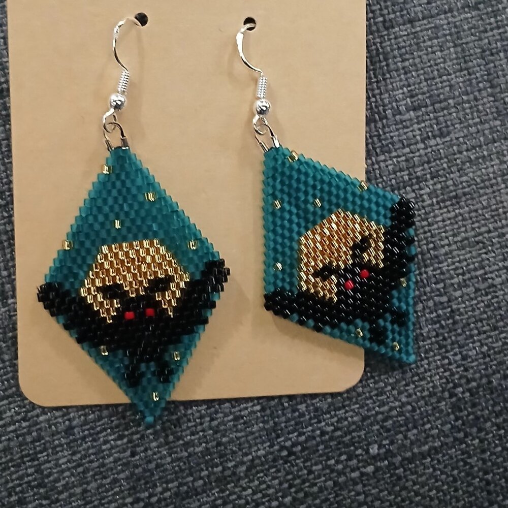 Handmade indigenous beadwork -  - mothman earrings